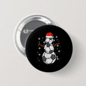 Soccer Snowman Xmas Christmas Srts Boys Girls Button (Vorne & Hinten)