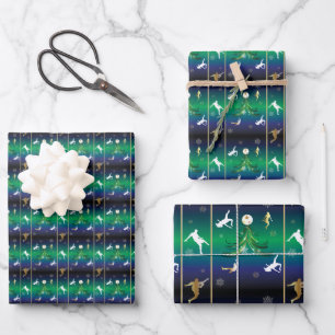 Soccer Spieler Weihnachten Snowflake Muster Geschenkpapier Set