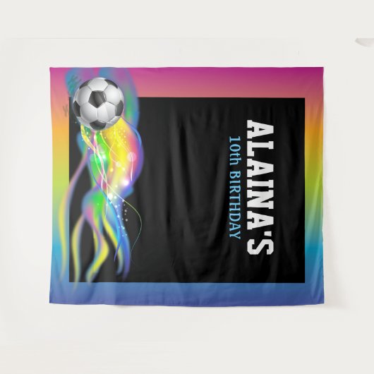 SOCCER Sports Bar Bat Mitzvah Foto-Op Hintergrund Wandteppich (Vorderseite (Horizontal))