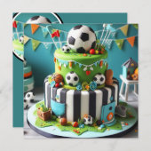 SOCCER SPORTS THEMED BIRTHDAY CAKE EINLADUNG (Vorne/Hinten)