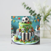 SOCCER SPORTS THEMED BIRTHDAY CAKE EINLADUNG (Stehend Vorderseite)