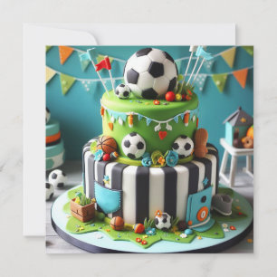 SOCCER SPORTS THEMED BIRTHDAY CAKE EINLADUNG