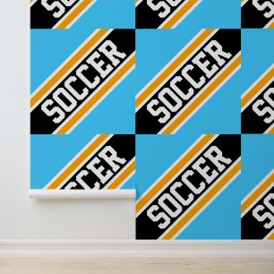 SOCCER Sporty Azure Blue Yellow Black Stripes Tapete