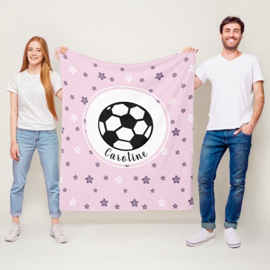 Soccer Star Girls Personalisiert Niedliches rosa M Fleecedecke (Beispiel)
