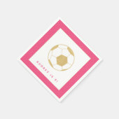 Soccer Star Pink und Gold Personalisiertes Party Serviette (Ecke)