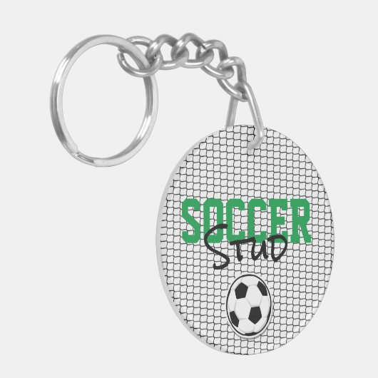 SOCCER STUD Ball Net Sport Schwarz-weiß Grüner Spa Schlüsselanhänger (Vorderseite links)