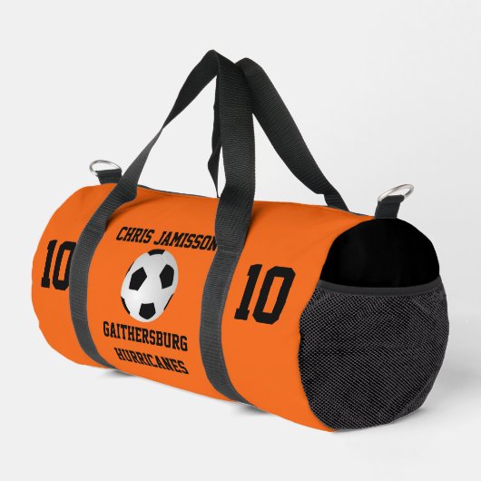 Soccer Team Coach Player Orange Black Personalized Duffle Bag (Rechte Ecke)