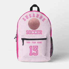 SOCCER Team Name Custom Sports Rose pink Bedruckter Rucksack