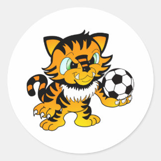 Soccer Tiger Runder Aufkleber