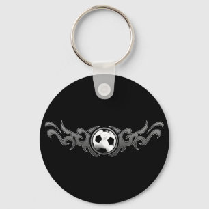 Soccer Tribal Flames Grey Keychain Schlüsselanhänger