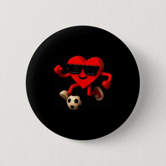 Soccer Valentines Day Cute Funny Heart Boys Girls Button (Vorderseite)
