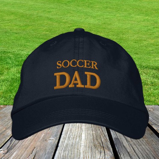 SOCCER VATER bestickt Baseballkappe Gold / Marine Bestickte Baseballkappe