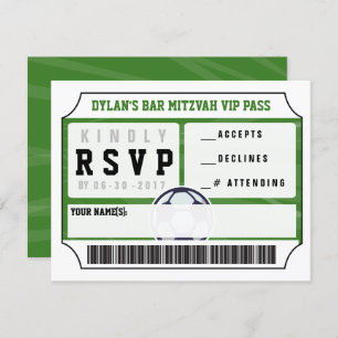 SOCCER VIP REPLY CARD Bar Bat Mitzvah Einladung