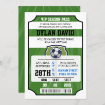 SOCCER VIP TICKET Bar Bat Mitzvah Einladung