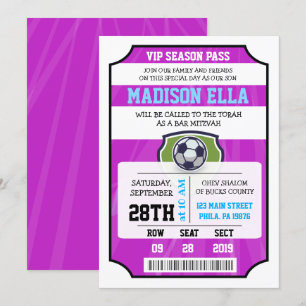 SOCCER VIP TICKET Bat Mitzvah Einladung