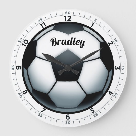 Soccer Wall Clock Große Wanduhr (Vorderseite)