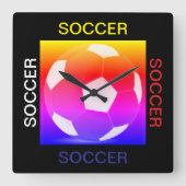 Soccer Wall Clock Quadratische Wanduhr (Vorderseite)