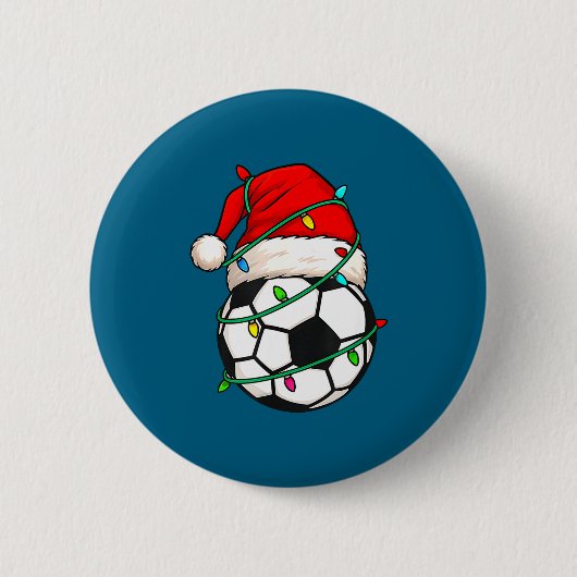Soccer With Santa Hat Funny Christmas Xmas Gift  Button (Vorderseite)