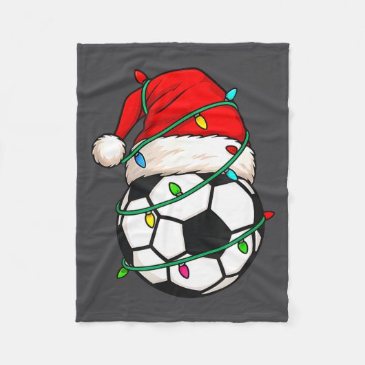Soccer With Santa Hat Funny Christmas Xmas Gift  Fleecedecke (Vorderseite)