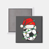 Soccer With Santa Hat Funny Christmas Xmas Gift Magnet (Vorderseite/Rückseite)
