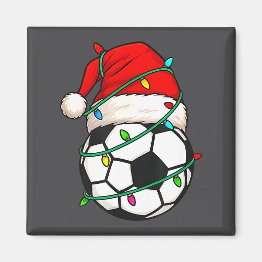 Soccer With Santa Hat Funny Christmas Xmas Gift Magnet (Vorne)