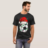 Soccer With Santa Hat Funny Christmas Xmas Gift  T-Shirt (Vorne ganz)
