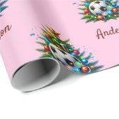 Soccer Wrapping Paper Christmas Custom Name Gift Geschenkpapier (Rolleneckpunkt)