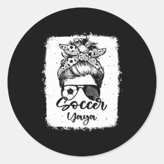 Soccer Yaya Vintage Leopard Messy Bun Bleached T S Runder Aufkleber