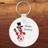 SoccerChick Snowman Happy Holidays Schlüsselanhänger (Vorderseite)