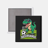 Soccersaurus Dinosaur T-Rex Fußball Torwart Spiele Magnet (Vorderseite/Rückseite)