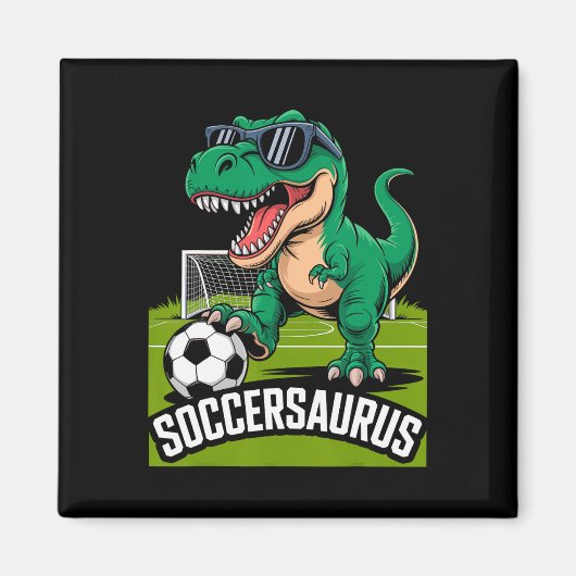 Soccersaurus Dinosaur T-Rex Fußball Torwart Spiele Magnet (Vorne)
