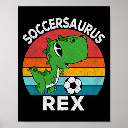 Soccersaurus Rex Fußball-Dinosaurier für Jungen Ki Poster (Vorne)