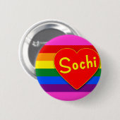 Sochi mit Herz-und Gay Pride-Flaggen-Regenbogen Button (Vorne & Hinten)