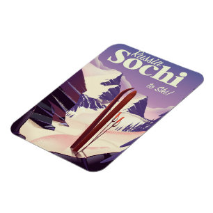 Sochi Russland Skifahrerposter Magnet