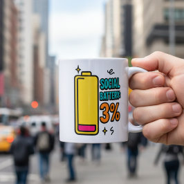 Social Battery 3 Percent – Funny Neurospicy Introv Kaffeetasse