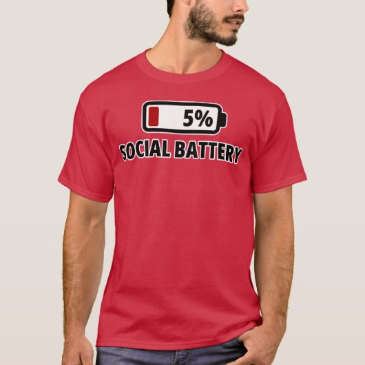 Social Battery 5% Funny Introvert T-Shirt (Vorderseite)