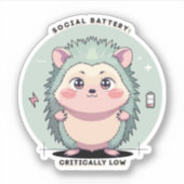 Social Battery Critically Low – Relatable Mood Aufkleber (Vorderseite)