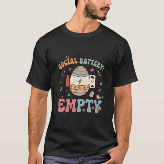 Social Battery Empty Funny Easter Introvert T-Shirt (Vorderseite)