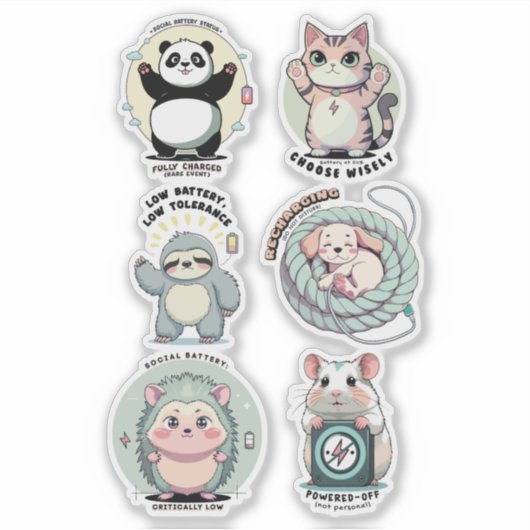 Social Battery Levels Sheet | Introvert Humor  Aufkleber (Vorderseite)