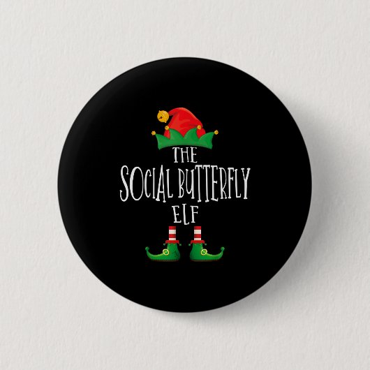 Social Butterfly Elf Shirt Family Matching Group C Button (Vorderseite)