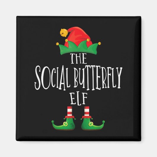 Social Butterfly Elf Shirt Family Matching Group C Magnet (Vorne)