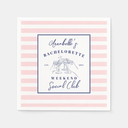 Social Club Preppy-Junggeselinnen-Abschied Serviette (Vorderseite)