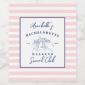 Social Club Preppy-Junggeselinnen-Abschied Weinetikett (Einzelnes Label)