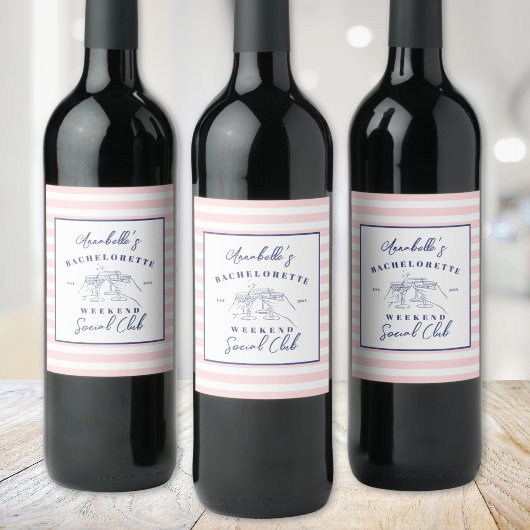 Social Club Preppy-Junggeselinnen-Abschied Weinetikett