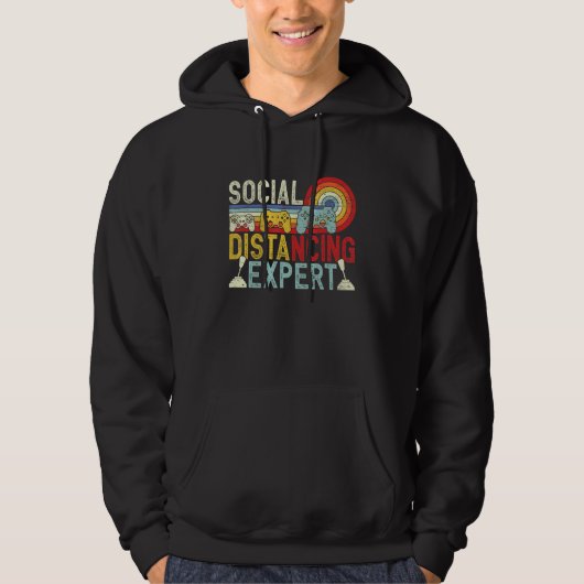 Social Distancing Expert Gaming Retro Vintage Vide Hoodie (Vorderseite)