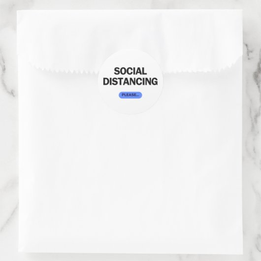 "Social Distancing Please" Funny Covid Runder Aufkleber (Tasche)