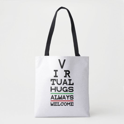 Social Distancing Virtual Hugs Eyechart Tasche (Vorderseite)