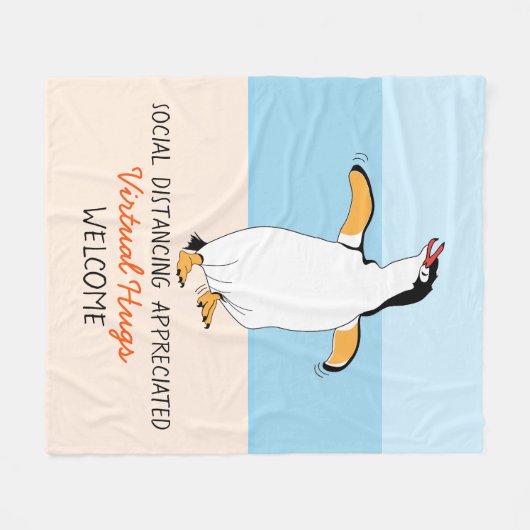 Social Distancing Virtual Hugs Welcom Fleecedecke (Vorderseite (Horizontal))