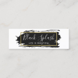 Social Influencer Black Paint Stroke & Modern Gold Mini Visitenkarte