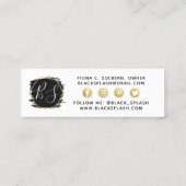 Social Influencer Black Paint Stroke & Modern Gold Mini Visitenkarte (Rückseite)